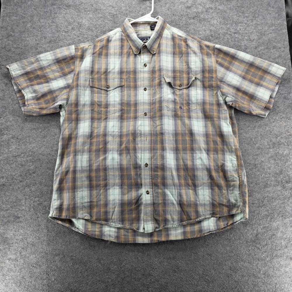 Roper Shirt Mens 2XL Blue Brown Plaid Western Pearl Snap Short Sleeve Cotton